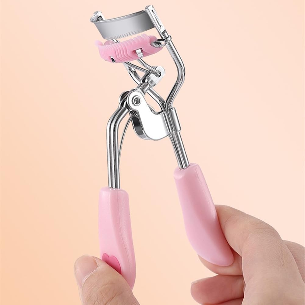Stainless Steel Eyelash Curler with Built-in Comb Pinch Pain-Free with 5 Silicone Refill Pads