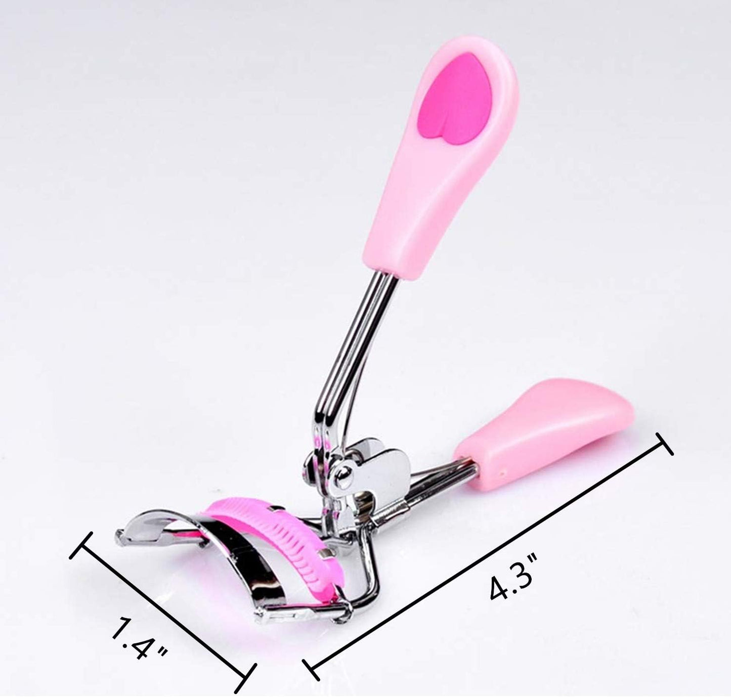 Stainless Steel Eyelash Curler with Built-in Comb Pinch Pain-Free with 5 Silicone Refill Pads